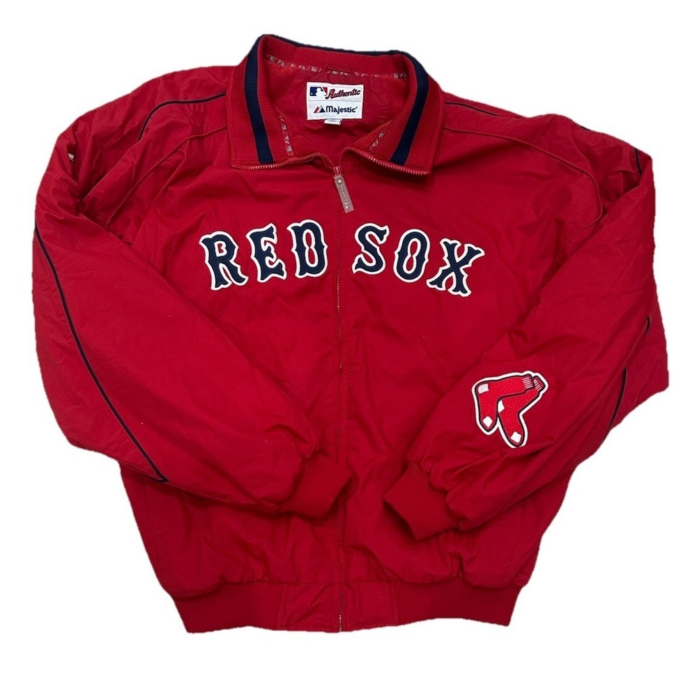 Majestic Authentic Boston Red Sox  Dugout Jacket MLB Baseball Sewn 2XL XXL